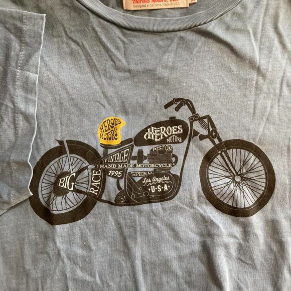 VINTAGE SINGLE STITCH HEROES MOTORS INC. MOTORCYCLE / BIKER GRAPhIC TEE SHIRT - Picture 3 of 6